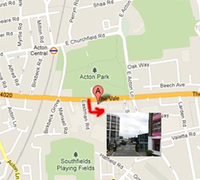 Kiss gyms Acton parking map